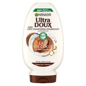 GARNIER Après-Shampoing Nourissant pour Cheveux secs Lait de coco et Macadamia ULTRA DOUX